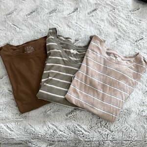 BUNDLE Neutral long sleeve shirts (3), SMALL-MEDIUM